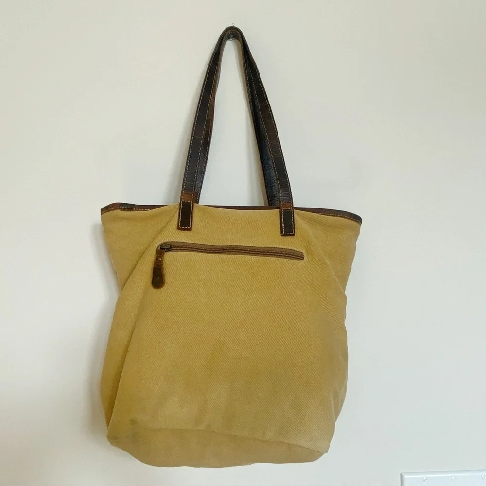 Myra Bag Canvas and Leather Adjustable Shoulder Bag Tote Purse Cotton